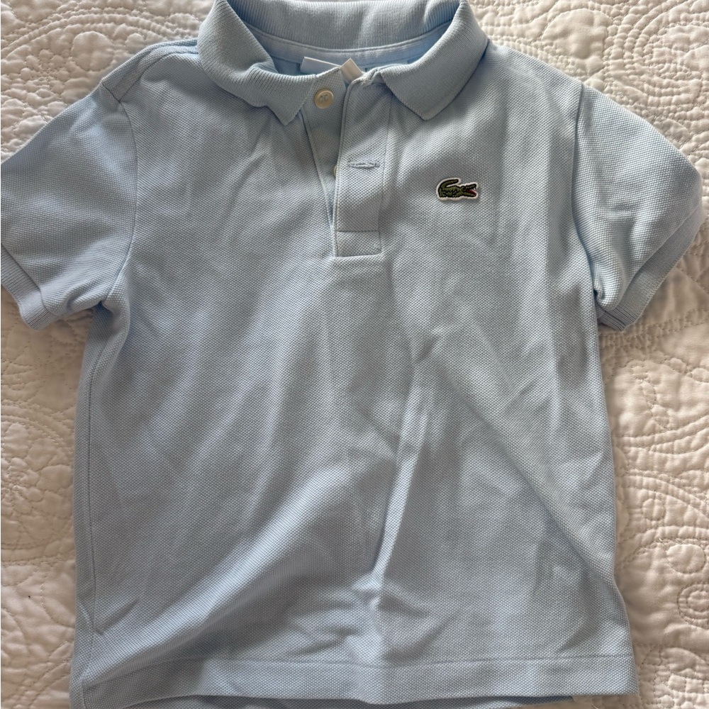 Lacoste Light Blue Boys' Cotton Polo with Crocodile Patch